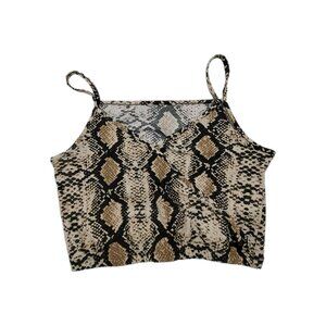 Jennyfer Womens Tank Top Size Small Snakeskin Print Babydoll Cropped